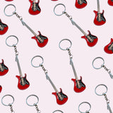 Bassin and Brown Guitar Keyring - Red, Black and Silver