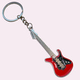 Bassin and Brown Guitar Keyring - Red, Black and Silver