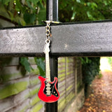 Bassin and Brown Guitar Keyring - Red, Black and Silver