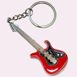 Bassin and Brown Guitar Keyring - Red, Black and Silver