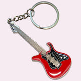 Bassin and Brown Guitar Keyring - Red, Black and Silver