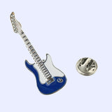 Bassin and Brown Guitar Jacket Lapel Pin - Blue and White