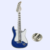 Bassin and Brown Guitar Jacket Lapel Pin - Blue and White