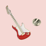 Bassin and Brown Guitar Jacket Lapel Pin - Red and White