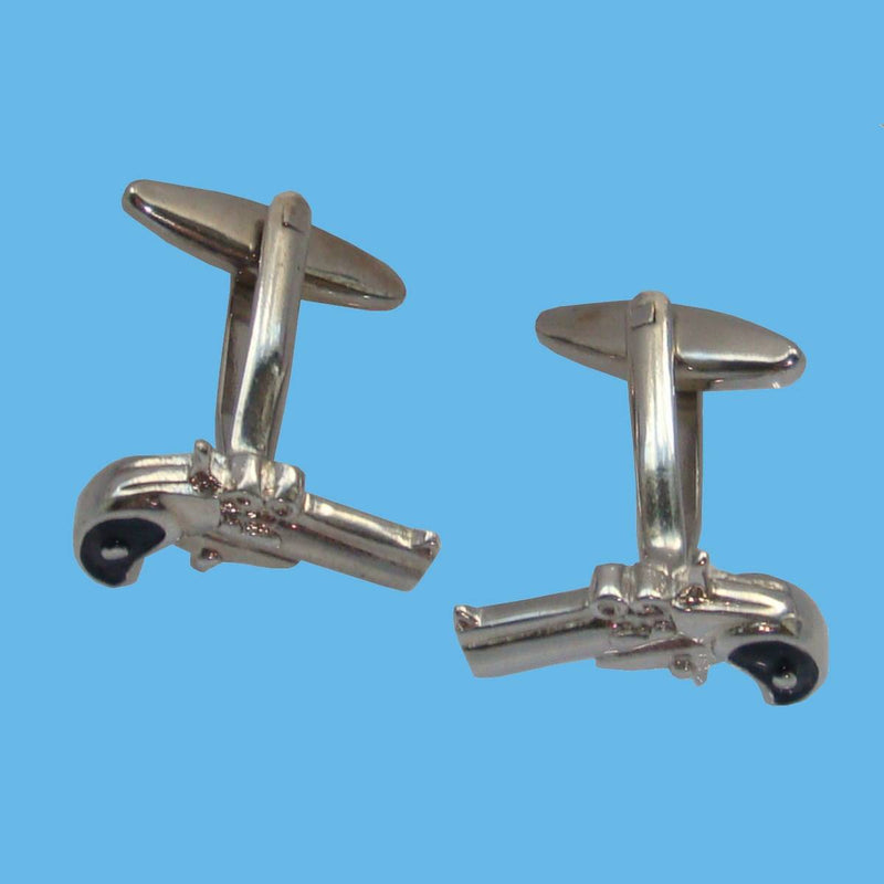 Bassin and Brown Pistol Cufflinks - Silver and Black