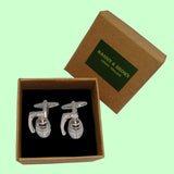 Bassin and Brown Hand Grenade Cufflinks - Silver