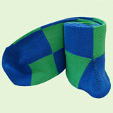 Bassin and Brown Harlequin Check Cotton Socks - Green/Blue
