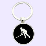 Bassin and Brown Hockey Player Keyring - Black and White