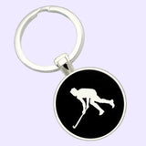 Bassin and Brown Hockey Player Keyring - Black and White