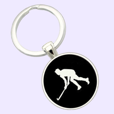 Bassin and Brown Hockey Player Keyring - Black and White