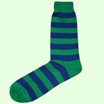 Bassin and Brown Green and Royal Blue Hooped Striped Cotton Socks