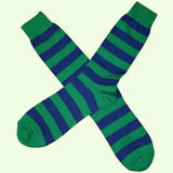 Bassin and Brown Green and Royal Blue Hooped Striped Cotton Socks