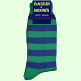 Bassin and Brown Green and Royal Blue Hooped Striped Cotton Socks