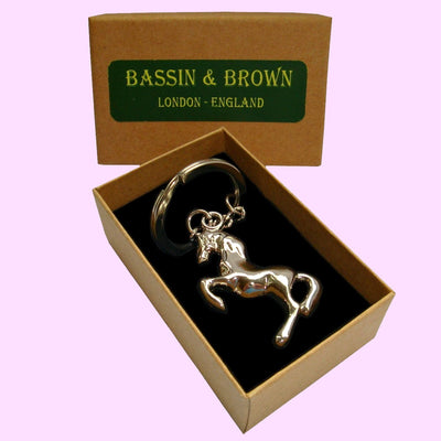 Bassin and Brown Horse Keyring - Silver