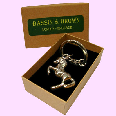 Bassin and Brown Horse Keyring - Silver