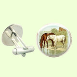 Bassin and Brown Horses Cufflinks - Brown/White