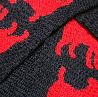 Bassin and Brown Jack Russell Bamboo Socks - Navy and Red