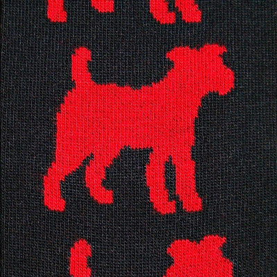 Bassin and Brown Jack Russell Bamboo Socks - Navy and Red