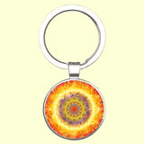 Bassin and Brown Kaleidoscope Flower Keyring - Yellow and Orange