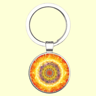 Bassin and Brown Kaleidoscope Flower Keyring - Yellow and Orange