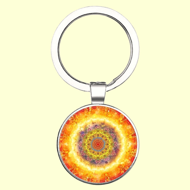 Bassin and Brown Kaleidoscope Flower Keyring - Yellow and Orange