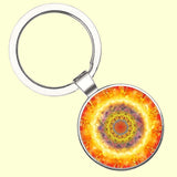 Bassin and Brown Kaleidoscope Flower Keyring - Yellow and Orange