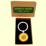 Bassin and Brown Kaleidoscope Flower Keyring - Yellow and Orange