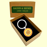 Bassin and Brown Kaleidoscope Flower Keyring - Yellow and Orange