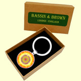 Bassin and Brown Kaleidoscope Flower Keyring - Yellow and Orange