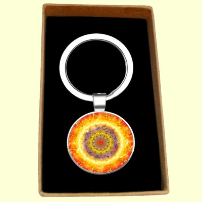 Bassin and Brown Kaleidoscope Flower Keyring - Yellow and Orange