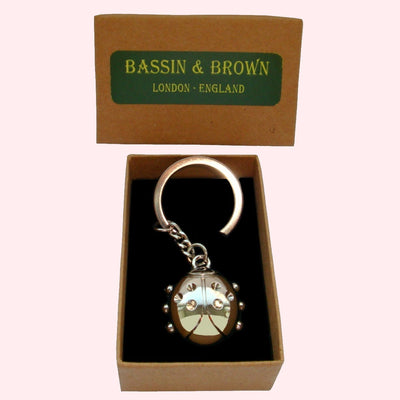 Bassin and Brown Ladybird Keyring - Silver