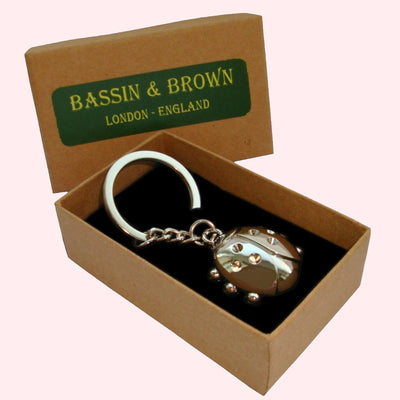 Bassin and Brown Ladybird Keyring - Silver
