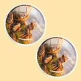 Bassin and Brown Lion Family Cufflinks - Beige, Green and Blue
