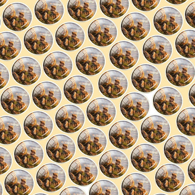 Bassin and Brown Lion Family Cufflinks - Beige, Green and Blue