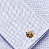 Bassin and Brown Lion Family Cufflinks - Beige, Green and Blue