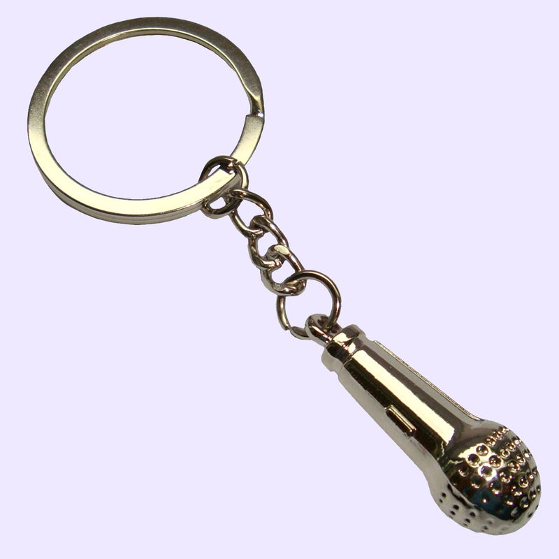 Bassin and Brown Microphone Keyring - Silver