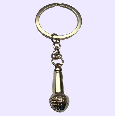 Bassin and Brown Microphone Keyring - Silver