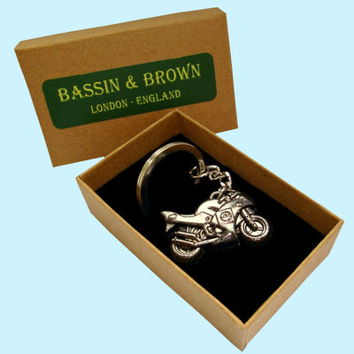 Bassin and Brown Motorbike Keyring - Black Metal
