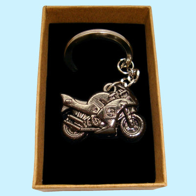 Bassin and Brown Motorbike Keyring - Black Metal