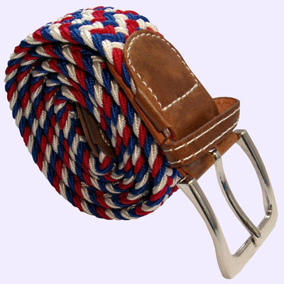 Bassin and Brown Multi Colour Woven Elasticated Belt -Red, White and Blue