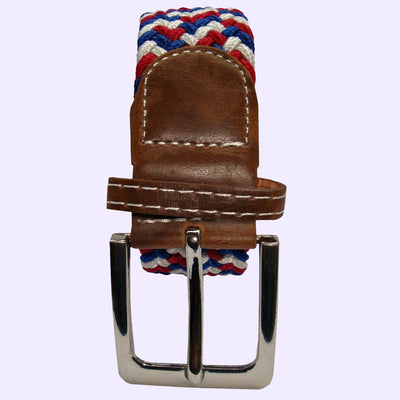 Bassin and Brown Multi Colour Woven Elasticated Belt -Red, White and Blue