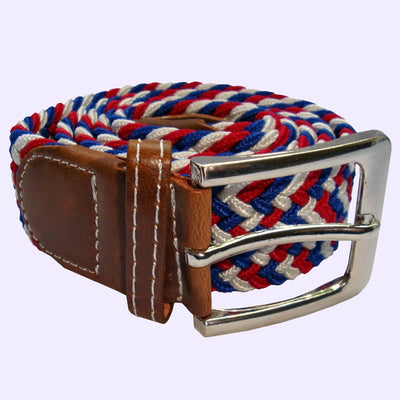 Bassin and Brown Multi Colour Woven Elasticated Belt -Red, White and Blue