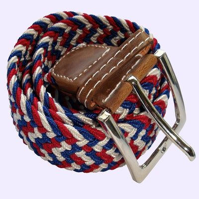 Bassin and Brown Multi Colour Woven Elasticated Belt -Red, White and Blue