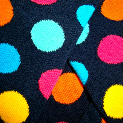 Bassin and Brown - Multi Coloured Spotted Socks - Yellow, Turquoise, Navy, Blue, Pink and Orange