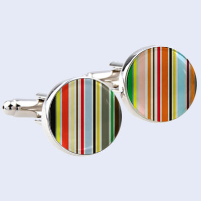 Bassin and Brown Stripe Cufflinks - Multi Colour