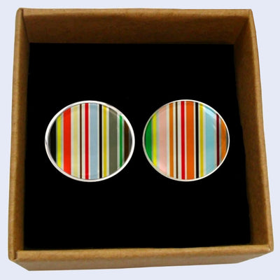 Bassin and Brown Stripe Cufflinks - Multi Colour