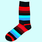 Bassin and Brown Multi Coloured Stripe Socks - Black.Red.Wine.Blue.Turquoise