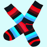 Bassin and Brown Multi Coloured Stripe Socks - Black.Red.Wine.Blue.Turquoise