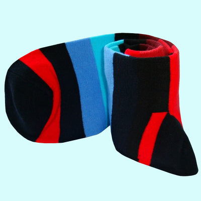 Bassin and Brown Multi Coloured Stripe Socks - Black.Red.Wine.Blue.Turquoise