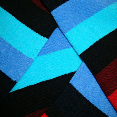 Bassin and Brown Multi Coloured Stripe Socks - Black.Red.Wine.Blue.Turquoise